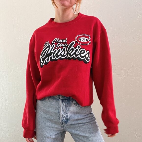 Vintage St. Cloud State Huskies Red Oversized Crewneck Sweatshirt - Picture 3 of 7